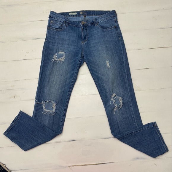 Kut from the Kloth Boyfriend Mid Rise Jeans Ripped Well Loved Women Size 10 - Picture 1 of 16